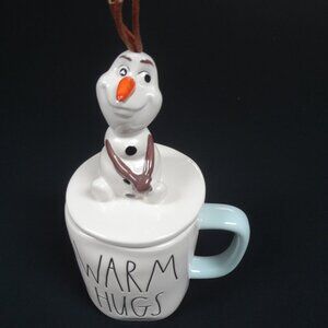 RAE DUNN - DISNEY FROZEN OLAF WARN HUGS WHITE W/TOPPER COFFEE CUP MUG